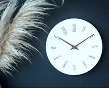 Load image into Gallery viewer, Clock in Te Reo Māori White Wood
