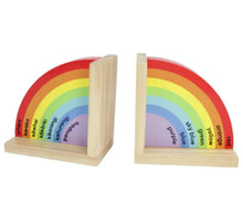 Load image into Gallery viewer, Te Reo Bookends.

Presented as a beautiful rainbow in two halves, show casing the colours of the rainbow in two of New Zealand’s official languages. This is the perfe
