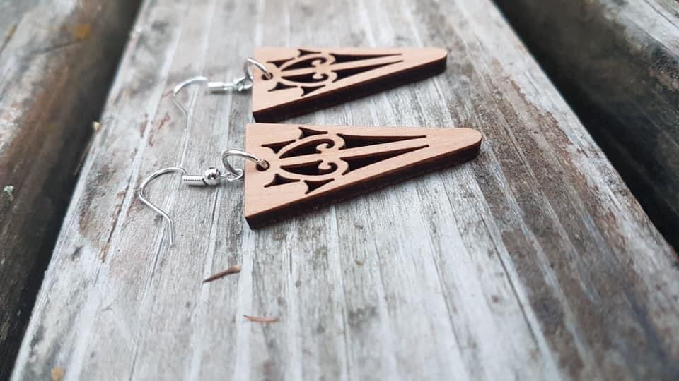 Earrings Māori Bamboo Engraved